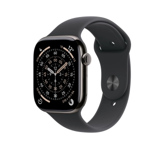 Apple Watch Series 11 GPS + Cellular 46mm Tytan Łupek Pasek sportowy Czarny M/L