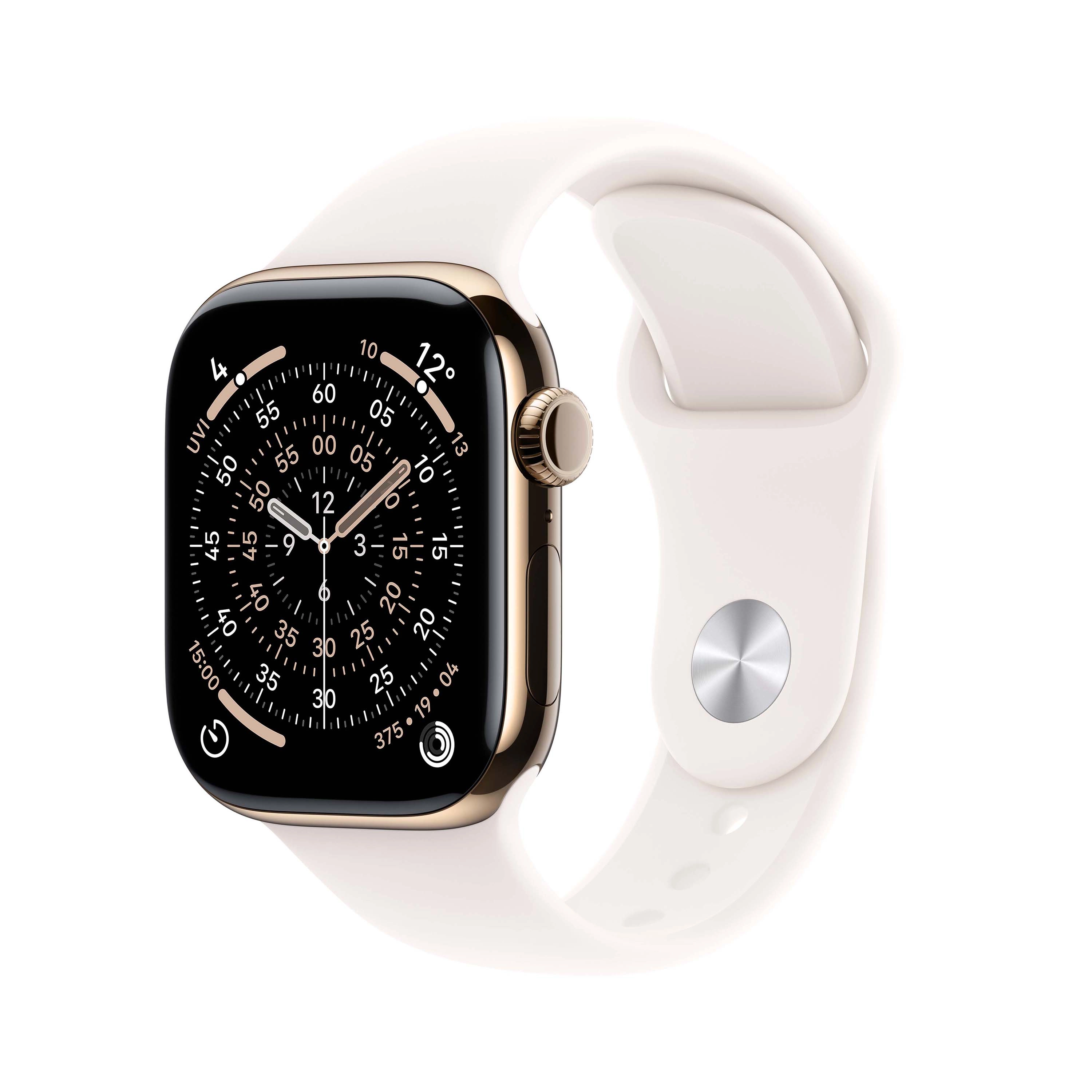 Apple Watch Series 11 GPS + Cellular 42mm Tytan Złoty Pasek sportowy Łagodny róż M/L