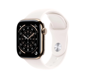 Apple Watch Series 11 GPS + Cellular 42mm Tytan Złoty Pasek sportowy Łagodny róż M/L