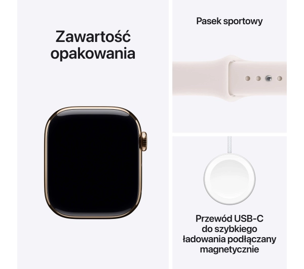 Apple Watch Series 11 GPS + Cellular 42mm Tytan Złoty Pasek sportowy Łagodny róż M/L - Kup na Raty - RRSO 0%