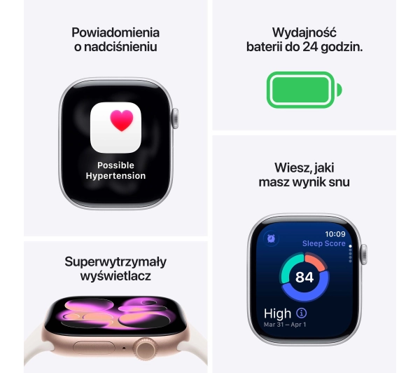 Apple Watch Series 11 GPS + Cellular 42mm Tytan Złoty Pasek sportowy Łagodny róż M/L - Kup na Raty - RRSO 0%
