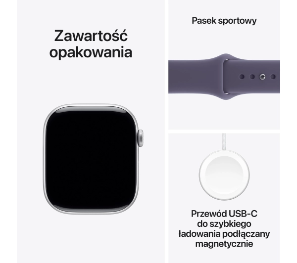 Apple Watch Series 11 GPS 42mm z aluminium Srebrny Pasek sportowy Mleczny fiolet M/L - Kup na Raty - RRSO 0%