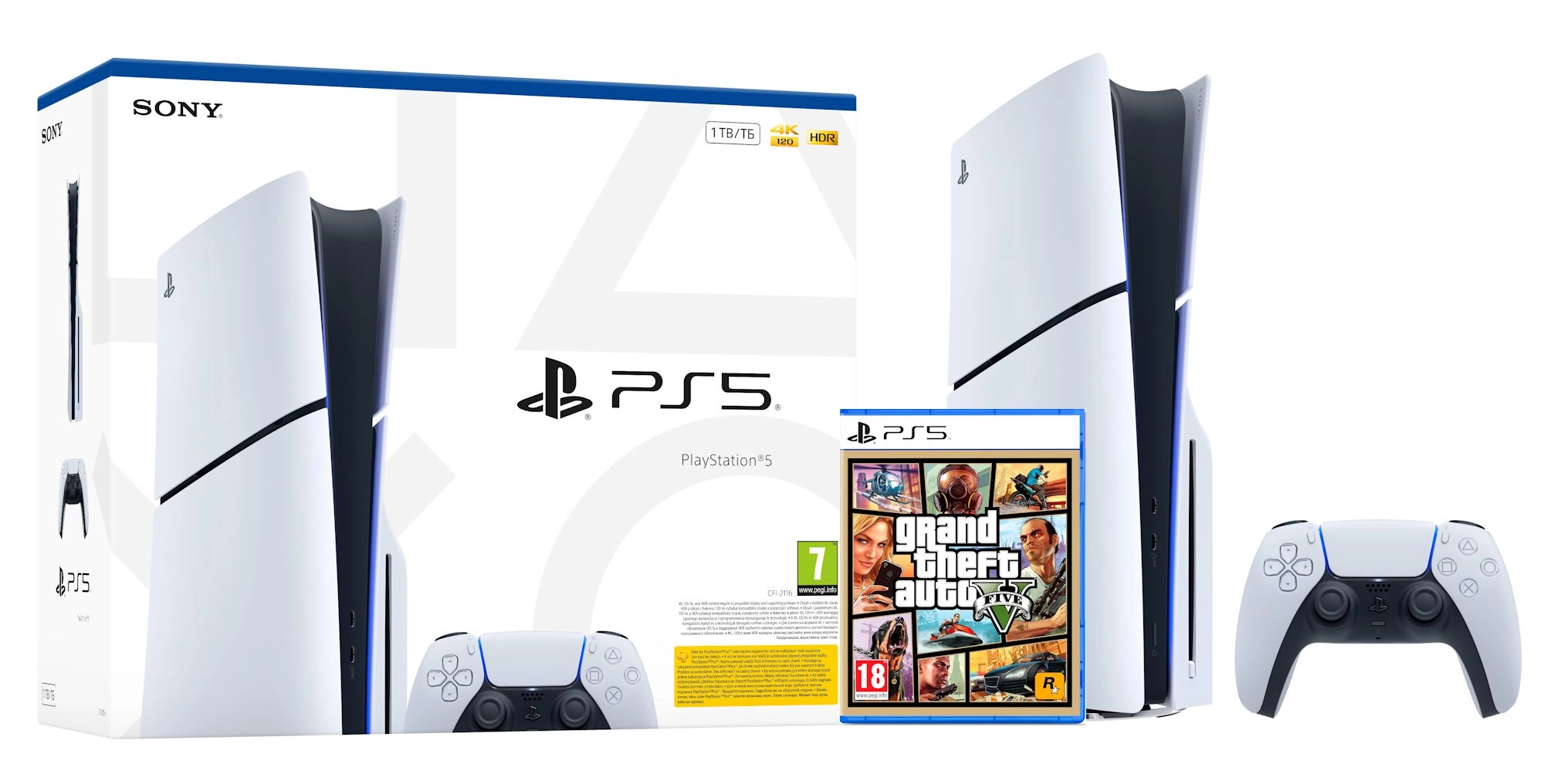 Konsola Sony PlayStation 5 Slim E Chassis (PS5) 1TB z napędem + Grand Theft Auto V