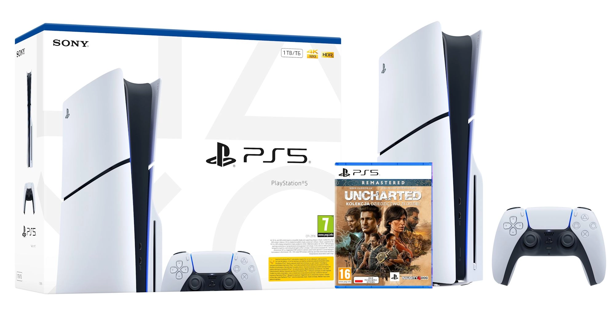 Konsola Sony PlayStation 5 Slim E Chassis (PS5) 1TB z napędem + Uncharted: Kolekcja Dziedzictwo Złodziei