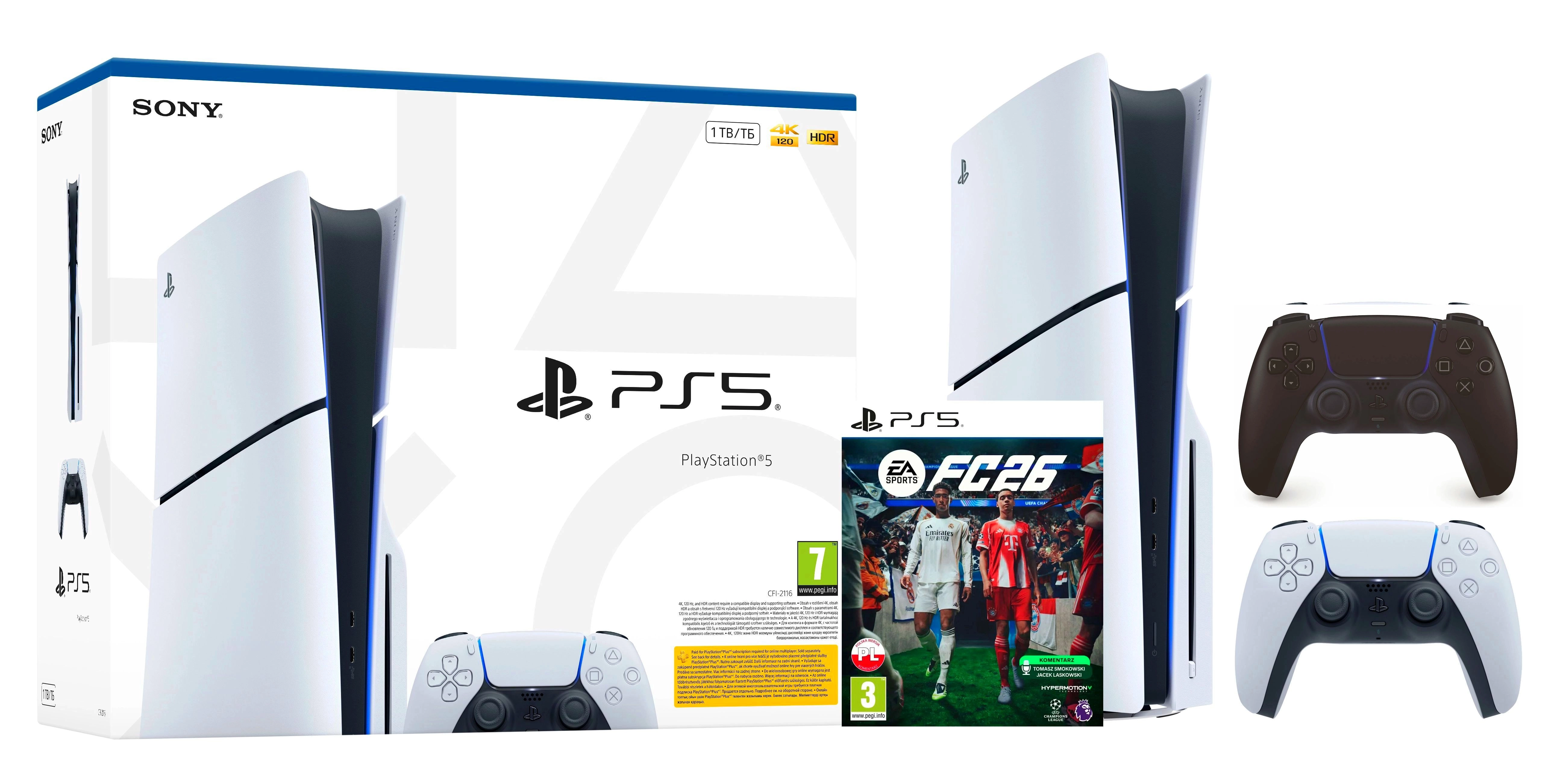 Konsola Sony PlayStation 5 Slim E Chassis (PS5) 1TB z napędem + Dodatkowy Pad Czarny + EA SPORTS FC 26