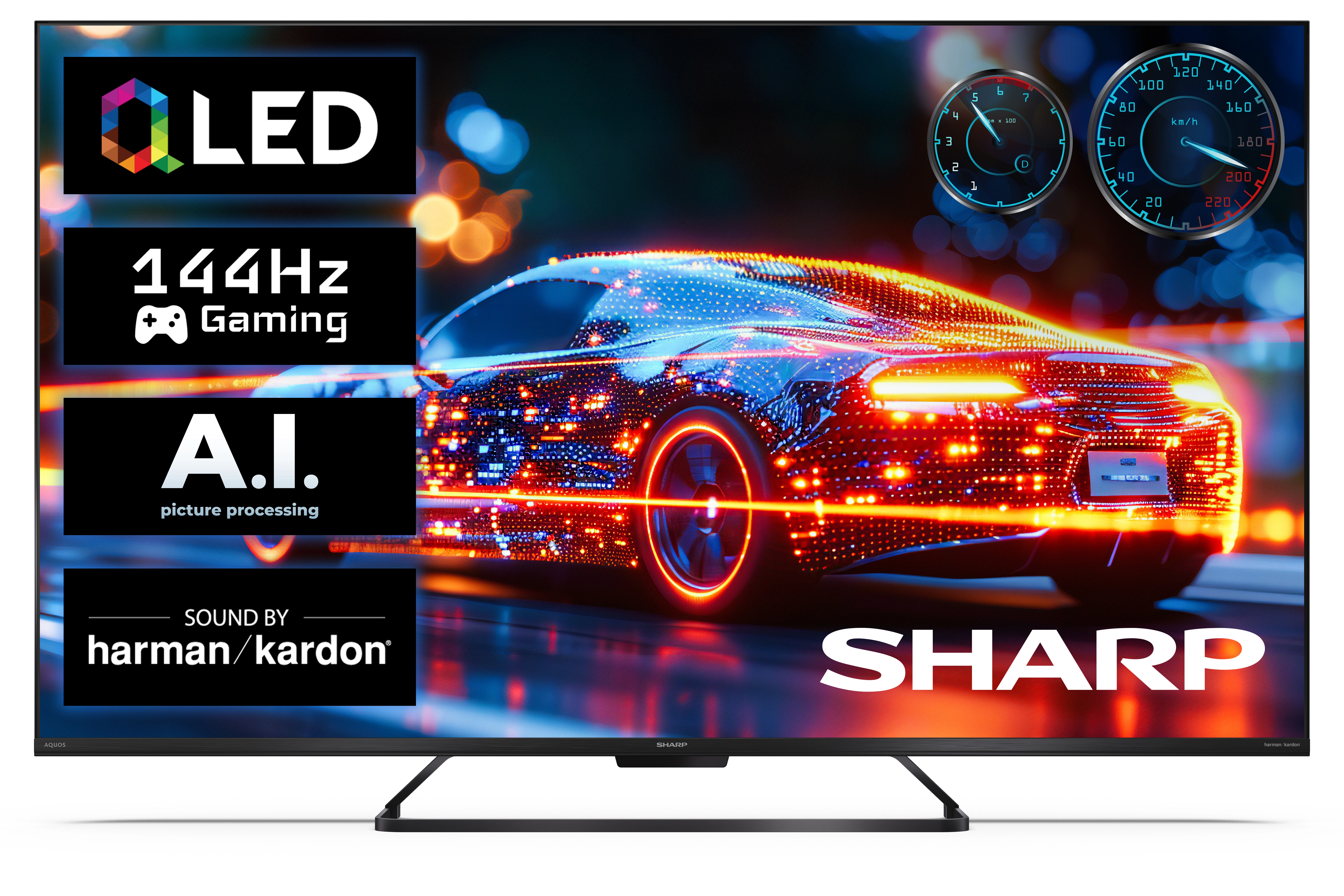 Telewizor Sharp 50HR8765E 50" QLED 4K 144Hz Google TV Funkcje AI Dolby Vision IQ Dolby Atmos DTS-X HDMI 2.1 DVB-T2
