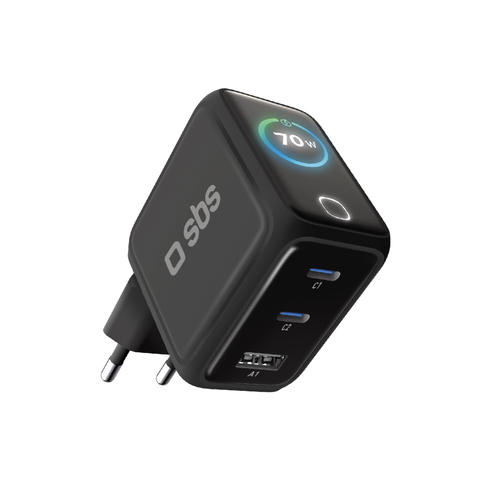 Ładowarka sieciowa SBS GaN USB 2x USB-C 70W Czarny