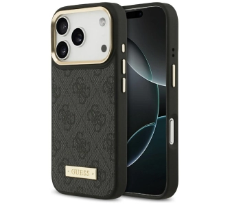 Etui Guess 4G Logo Plate MagSafe do iPhone 17 Pro czarny