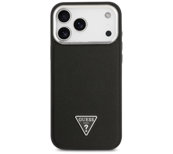 Guess Grained Triangle Logo MagSafe do iPhone 17 Pro Max czarny