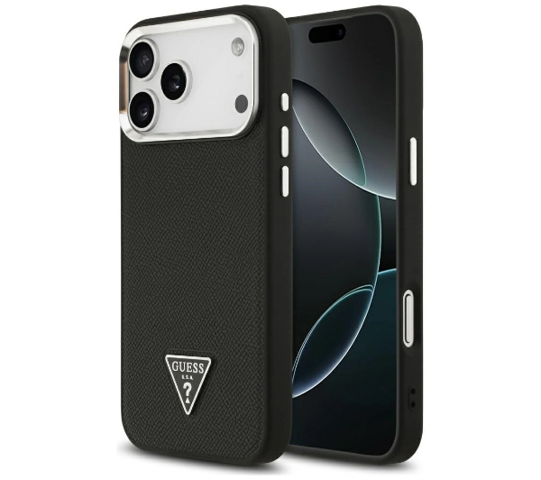 Guess Grained Triangle Logo MagSafe do iPhone 17 Pro Max czarny
