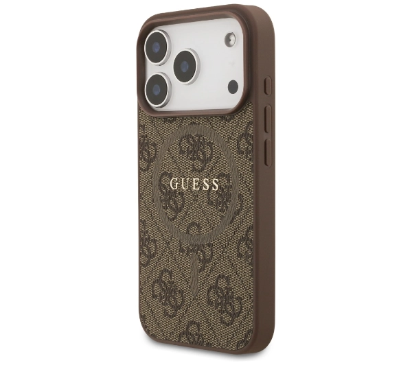 Guess 4G Ring Classic Logo MagSafe do iPhone 17 Pro brązowy