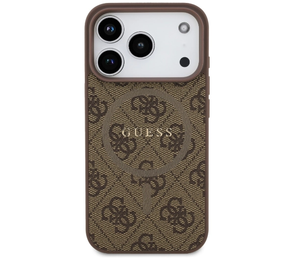 Guess 4G Ring Classic Logo MagSafe do iPhone 17 Pro brązowy
