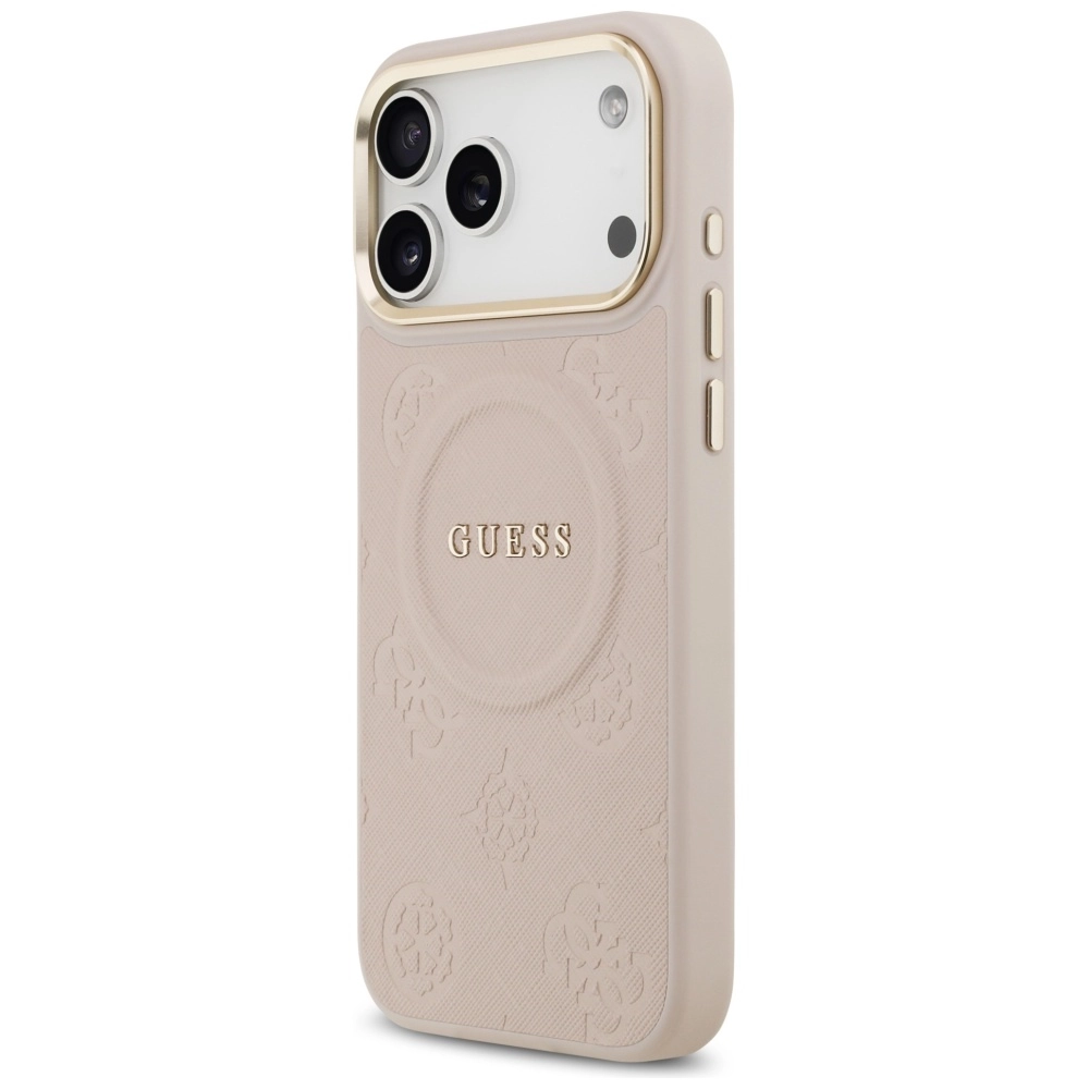 Etui Guess Peony Hot Stamp MagSafe do iPhone 17 Pro Max różowy