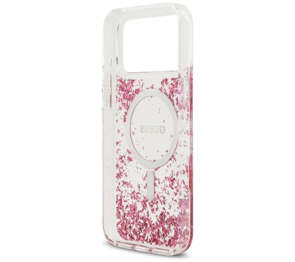 Guess Resin Bottom Glitter MagSafe do iPhone 17 Pro Max różowy