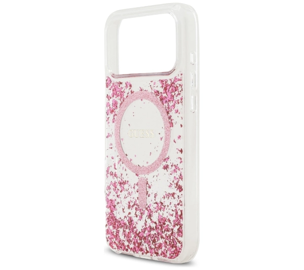 Guess Resin Bottom Glitter MagSafe do iPhone 17 Pro Max różowy