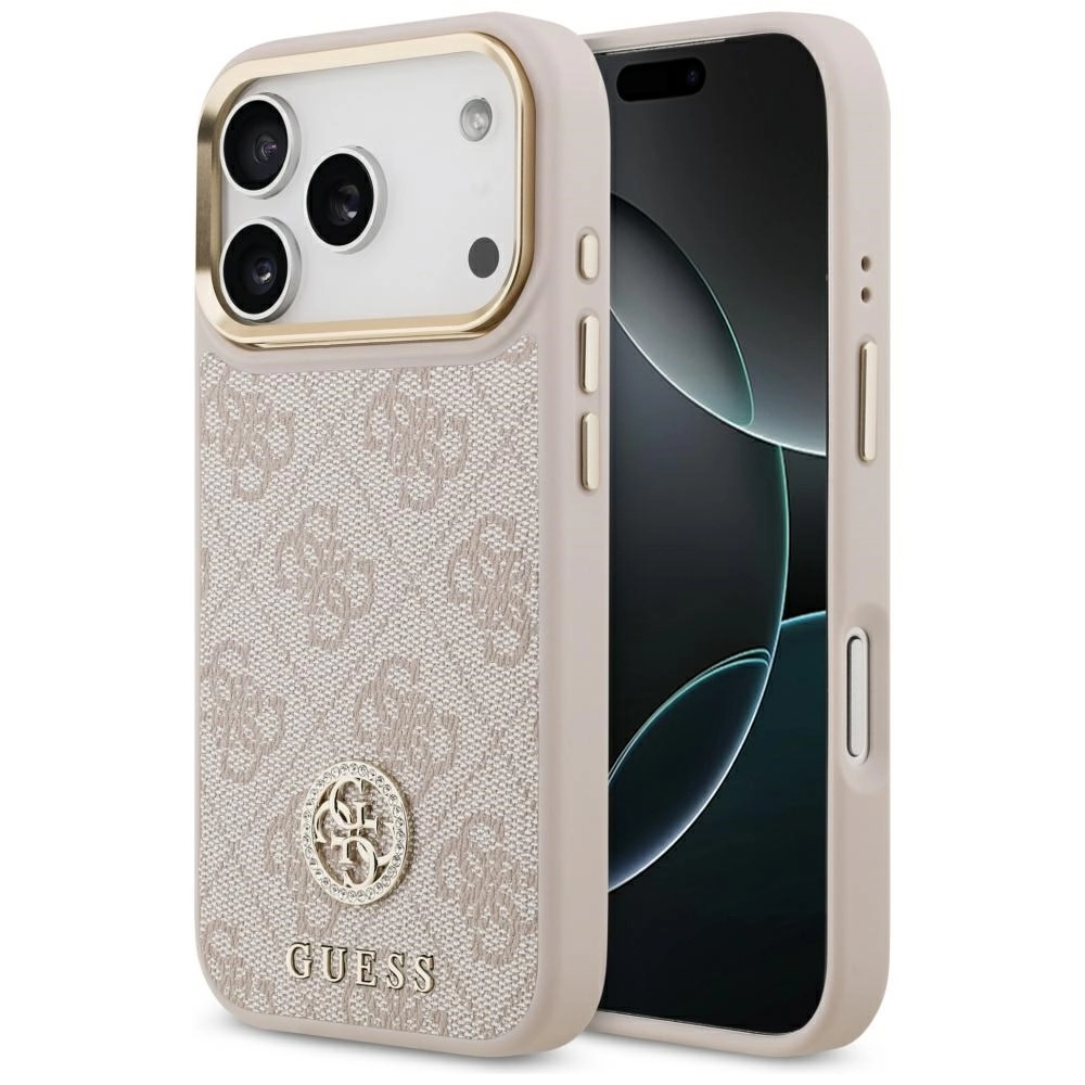 Etui Guess 4G Strass Logo MagSafe do iPhone 17 Pro różowy