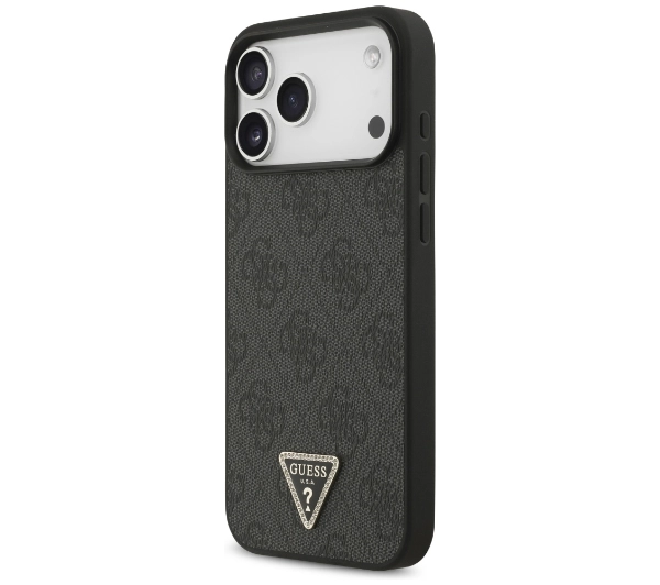 Guess Leather 4G Triangle Strass MagSafe do iPhone 17 Pro Max czarny