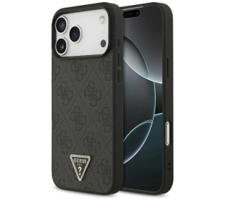Guess Leather 4G Triangle Strass MagSafe do iPhone 17 Pro Max czarny