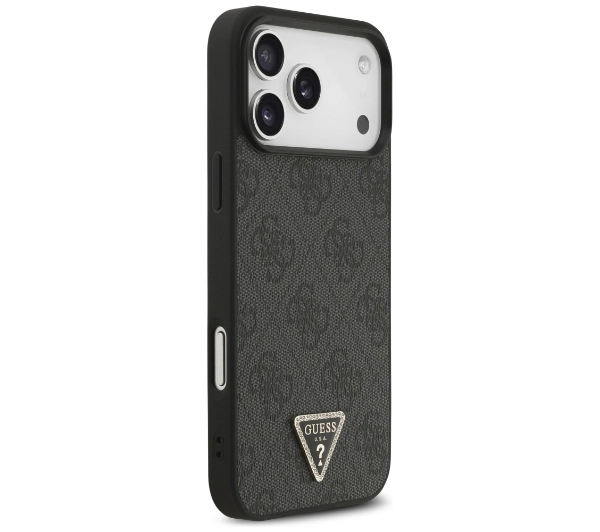 Guess Leather 4G Triangle Strass MagSafe do iPhone 17 Pro Max czarny