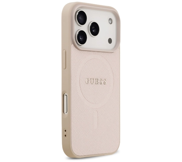 Guess Saffiano Classic Logo MagSafe do iPhone 17 Pro różowy