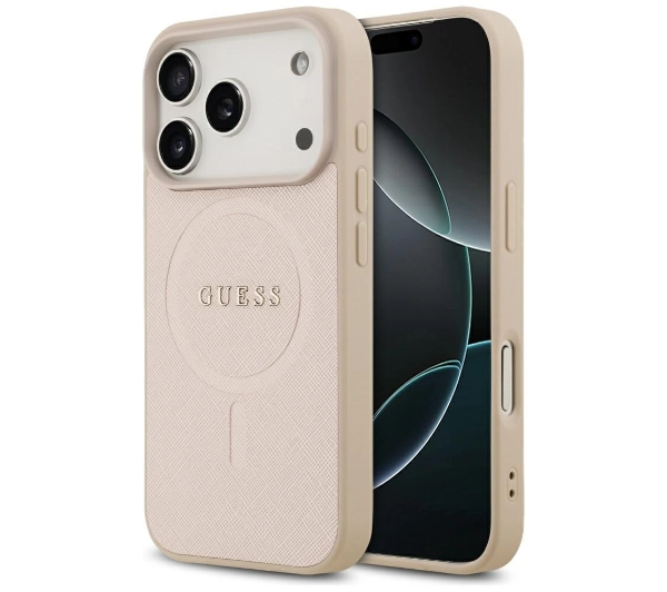 Etui GUESS Saffiano Classic Logo MagSafe do Apple iPhone 17 Pro Różowy
