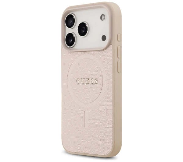 Guess Saffiano Classic Logo MagSafe do iPhone 17 Pro różowy