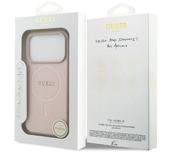 Guess Saffiano Classic Logo MagSafe do iPhone 17 Pro różowy