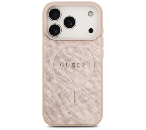 Guess Saffiano Classic Logo MagSafe do iPhone 17 Pro różowy