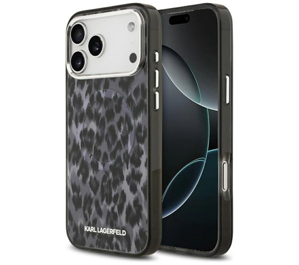 Karl Lagerfeld IML Leopard Pattern MagSafe do iPhone 17 Pro Max Czarny