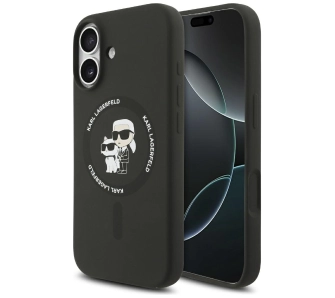 Etui Karl Lagerfeld Silicone Karl&Choupette Ring MagSafe do iPhone 17 Czarny