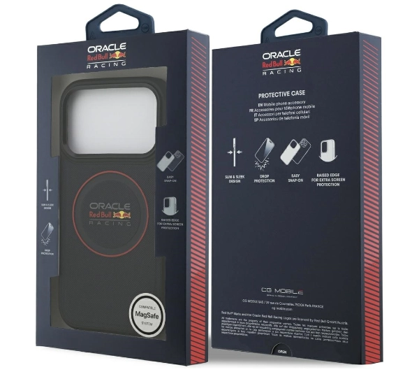 Red Bull Racing Meshed Red Ring & Metal Buttons MagSafe do iPhone 17 Pro Granatowy