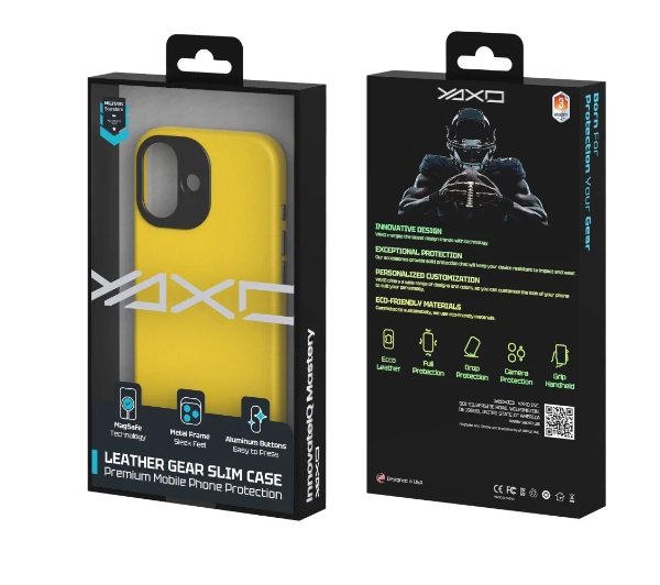 Yaxo Leather Gear Slim Case MagSafe do iPhone 17 Żółty