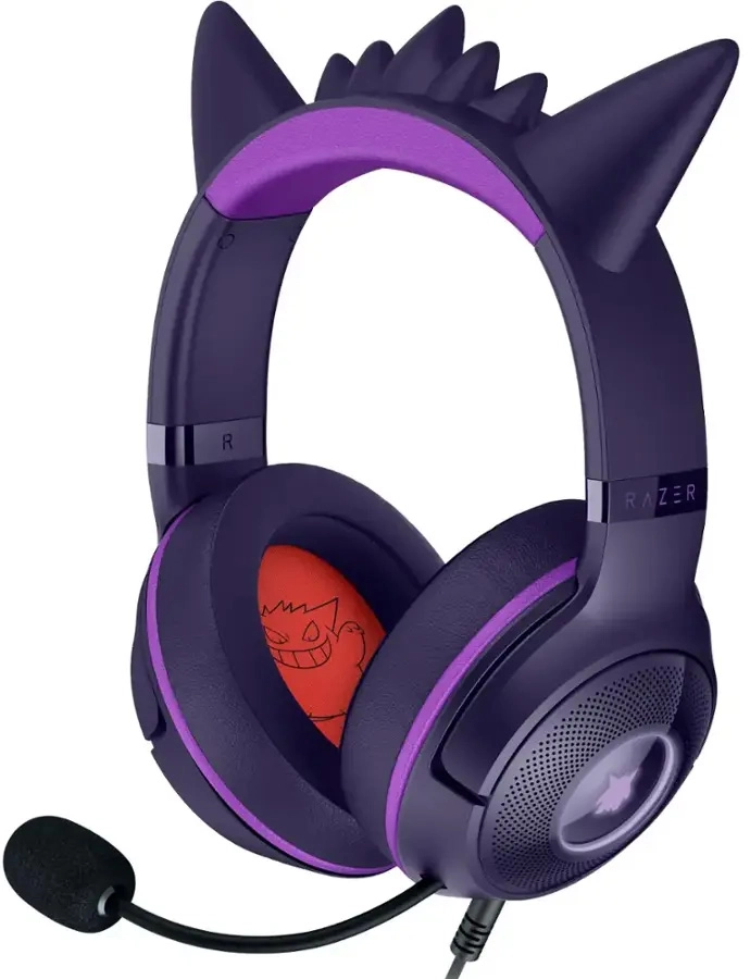 Słuchawki przewodowe z mikrofonem Razer Kraken Kitty V2 Pokémon Gengar Edition Nauszne Fioletowy