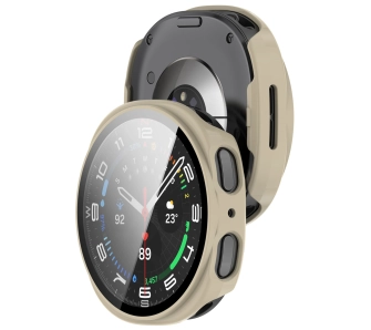 Nakładka na tarczę Bizon ze szkłem do Samsung Galaxy Watch 8 44 mm beżowy