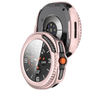 Nakładka na tarczę Bizon ze szkłem do Samsung Galaxy Watch 8 Classic 46 mm jasnoróżowy