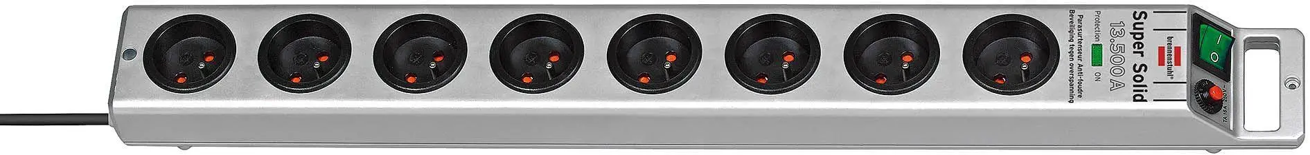 Listwa Brennenstuhl Super-Solid 144105 8 gniazd 2,5m Srebrno-czarny