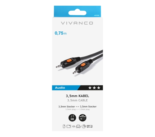 Vivanco 46098 jack 3,5mm 0,75m Czarny