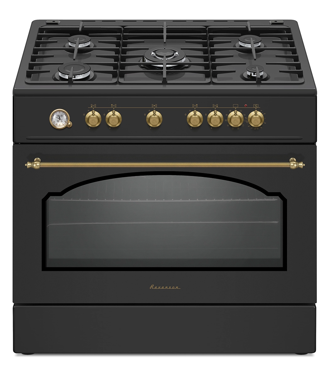 Kuchnia gazowo-elektryczna Ravanson KWGE-90AR Termoobieg Rożen