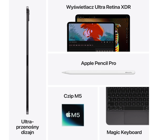 Apple iPad Pro 2025 8 gen 13" 12/256GB Wi-Fi Gwiezdna czerń - ⚡ EURO HIT CENOWY! ⚡ - Kup na Raty - RRSO 0%