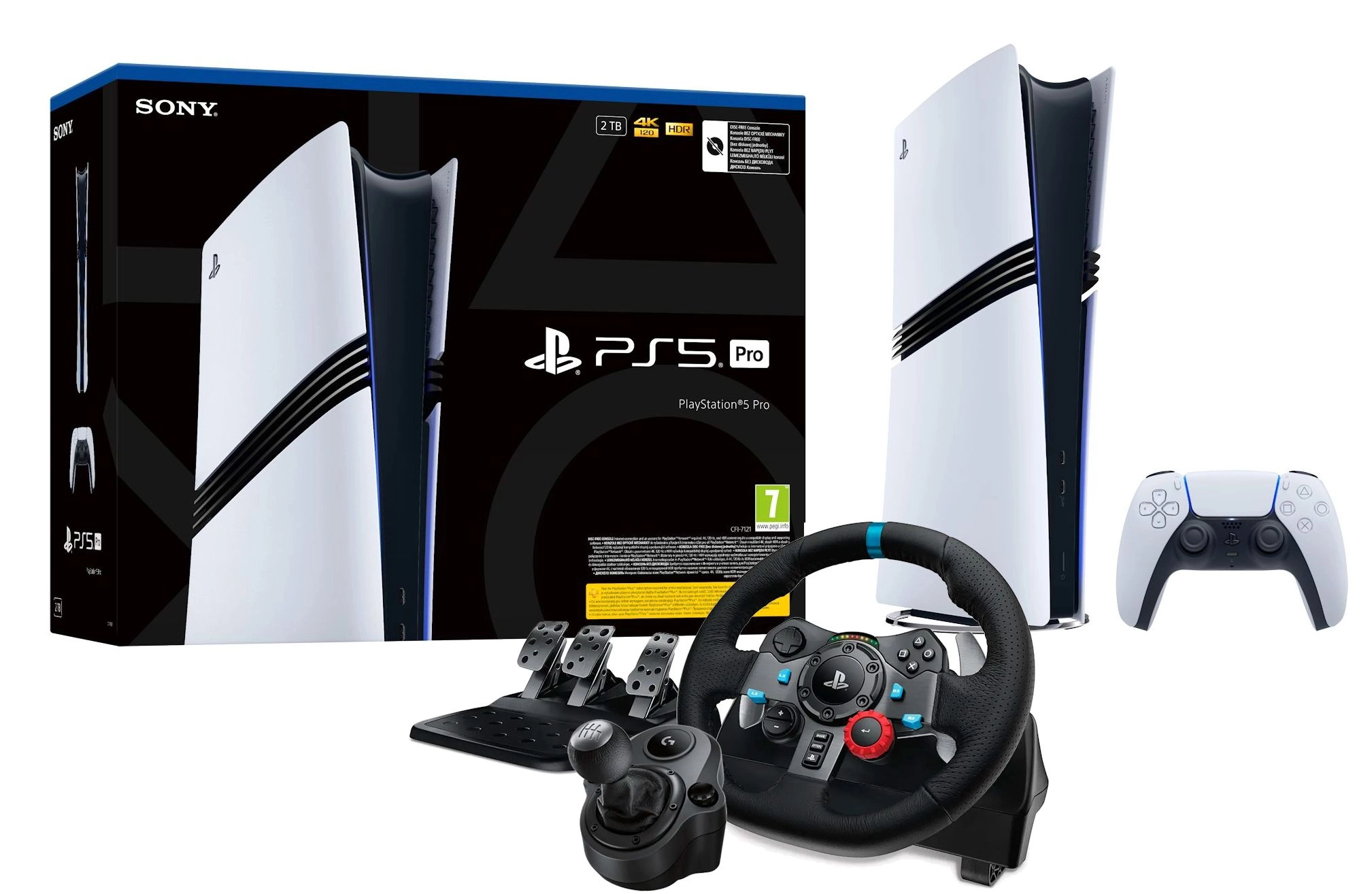 Konsola Sony PlayStation 5 Pro (PS5) 2TB + Kierownica Logitech G29 Racing Wheel + Skrzynia biegów Logitech Driving Force Shifter