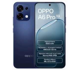 OPPO A6 Pro 5G 8/256GB 6,57" 120Hz 50Mpix Niebieski - ⚡ BESTSELLERY ⚡ - Kup na Raty - RRSO 0%