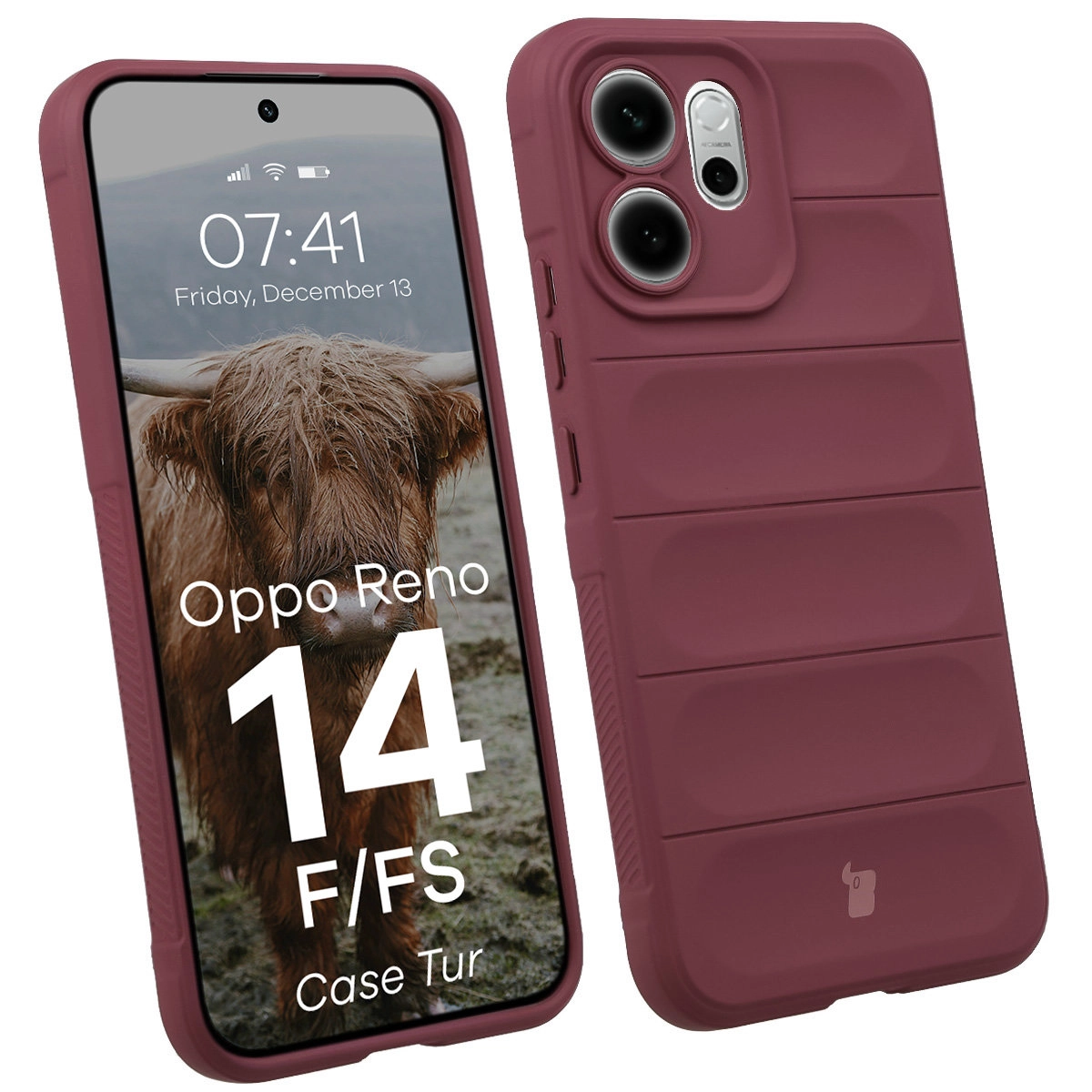 Etui Bizon Pancerne Tur do Oppo Reno 14 F / FS Fioletowy