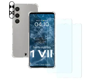 Bizon elastyczne etui Salpa + 2x szkło hartowane Clear Pack do Sony Xperia 1 VII
