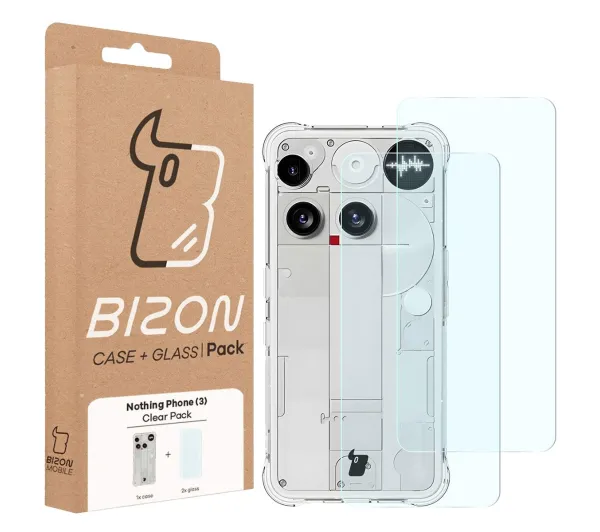 Bizon elastyczne etui Salpa + 2x szkło hartowane Clear Pack do Nothing Phone (3)
