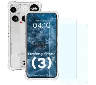 Zestaw ochronny Bizon elastyczne etui Salpa + 2x szkło hartowane Clear Pack do Nothing Phone (3)