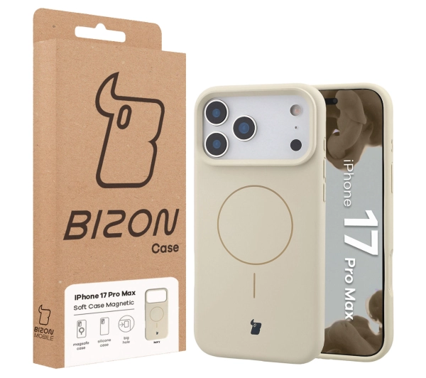 Bizon Silikonowe Soft  z MagSafe do Apple iPhone 17 Pro Max Ecru