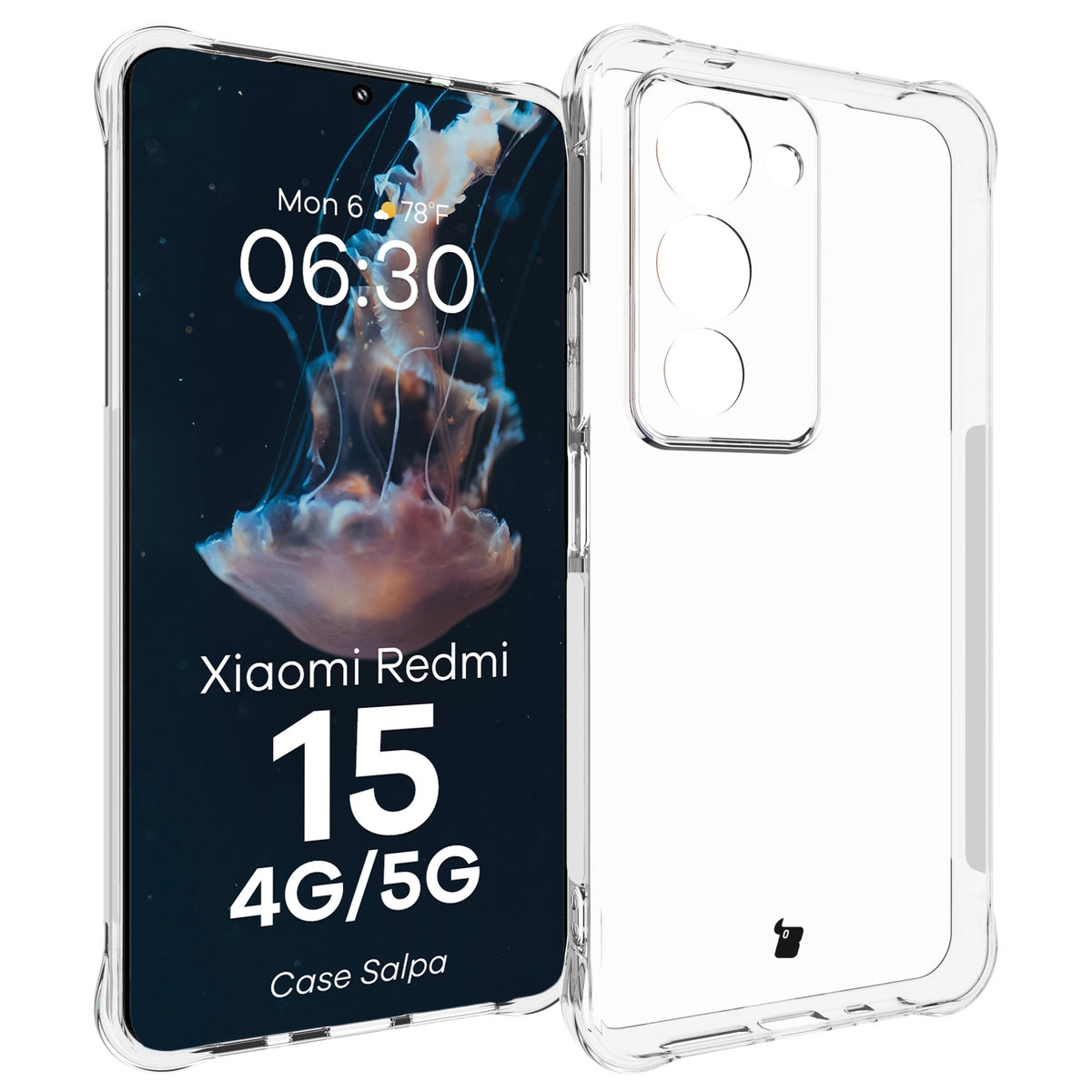 Etui Bizon Elastyczne Salpa do Xiaomi Redmi 15 4G / 5G Przezroczysty