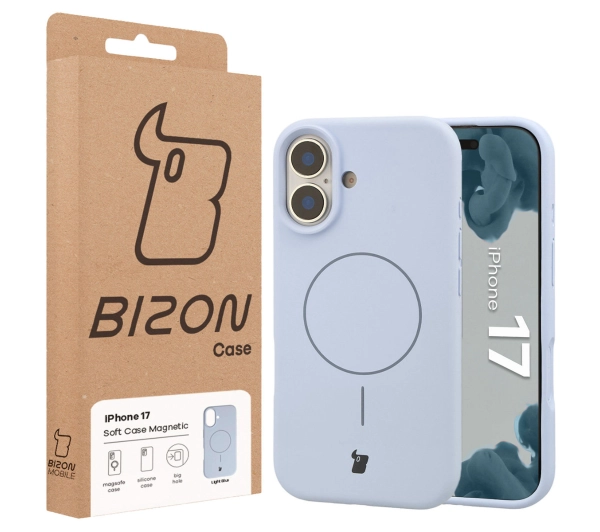 Bizon Silikonowe Soft  z MagSafe do Apple iPhone 17 Jasnoniebieski