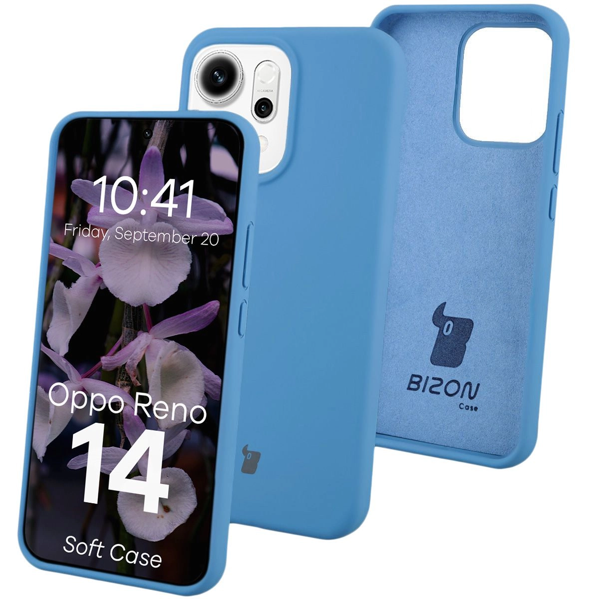 Etui Bizon Silikonowe Soft do Oppo Reno14 Niebieski