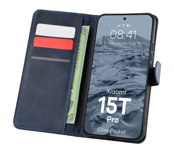 Bizon z klapką Pocket do Xiaomi 15T Pro Niebieski